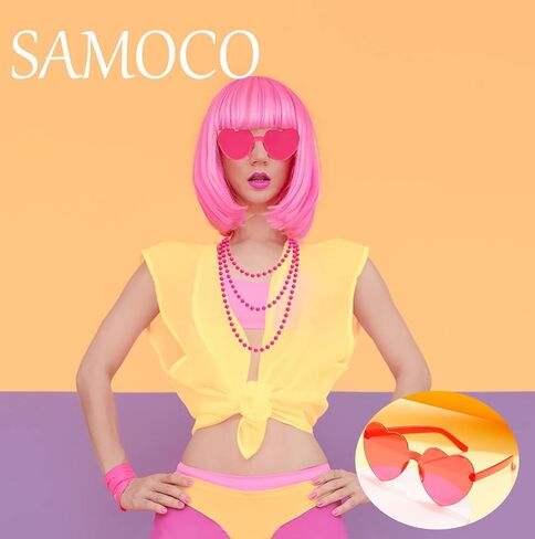 SAMOCO 80s طقم ملابس إكسسوارات للنساء النيون الدانتيل عقال أقراط شبكة صيد السمك قفازات قلادة سوار لحفلة 80 in Kuwait