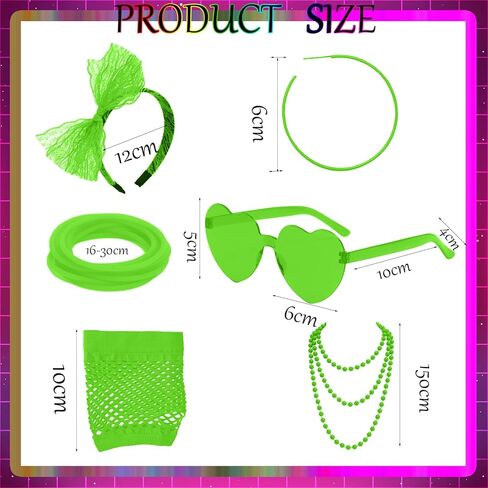 SAMOCO 80s طقم ملابس إكسسوارات للنساء النيون الدانتيل عقال أقراط شبكة صيد السمك قفازات قلادة سوار لحفلة 80 in Kuwait