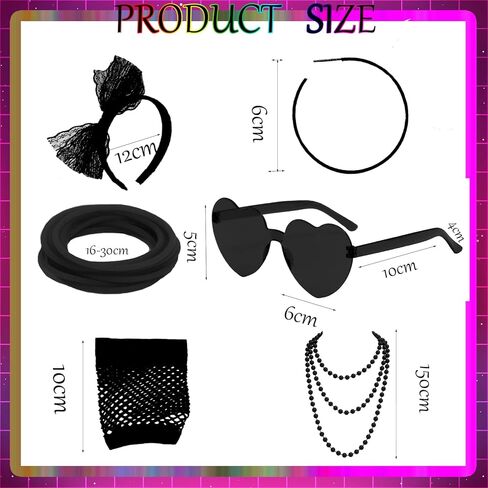 SAMOCO 80s طقم ملابس إكسسوارات للنساء النيون الدانتيل عقال أقراط شبكة صيد السمك قفازات قلادة سوار لحفلة 80 in Kuwait