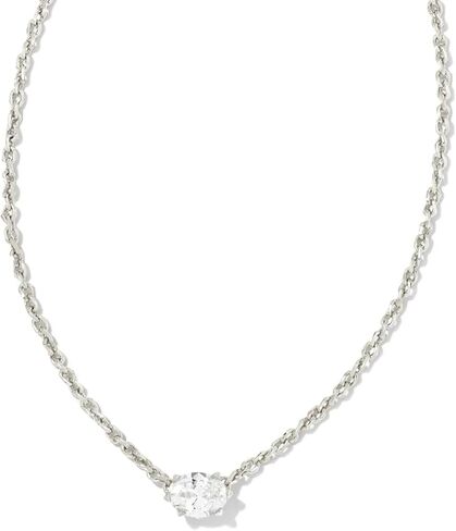 Kendra Scott Cailin Silver-Plated Brass Pendant Necklace in White Crystal, Fashion Jewelry For Women in Saudi Arabia