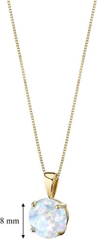 Peora 14K Yellow Gold Created White Fire Opal Pendant for Women, Classic Solitaire, 1 Carat Round Shape 8mm in Saudi Arabia