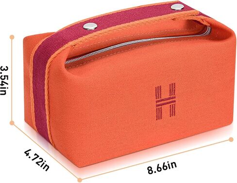 Sluxa Fashion Makeup Bag for Women, Orange Red Canvas Make up Travel Bag, Hanging Cosmetic Bag Organizer for Women in Kuwait