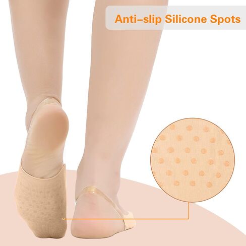 MANZI Womens Toe Topper Socks with Invisible SlingBack 6 Pairs Low Half Cut No Show Toe Covers for Heels in Kuwait