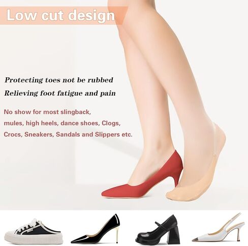 MANZI Womens Toe Topper Socks with Invisible SlingBack 6 Pairs Low Half Cut No Show Toe Covers for Heels in Kuwait