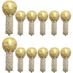 بالونات ميكروفون ذهبية من الفويل لحفلات الثمانينيات والتسعينيات بطابع الهيب هوب، لوازم تزيين الحفلات in Kuwait