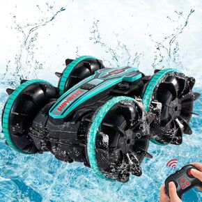 Amphibious Remote Control Car Toys for Boys 2.4GHz RC Stunt Cars Boats IPX7 Waterproof for Kids 6 7 8 9 10 11 12 Years Old Birthay Christams Gift All Terrain Water Beach Pool Toy, Blue in Saudi Arabia