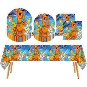 41 قطعة من لوازم الحفلات ذات الطابع الكرتوني سكوبي اللطيف من MZHICH، 20 طبقًا و20 منديلًا ومفرش طاولة واحد، وديكورات حفلات أعياد ميلاد الأميرات للأولاد والبنات in Kuwait