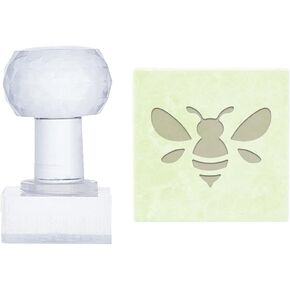 PH PandaHall DIY Handmade Soap Stamp, Bee with Leaf Soap Embossing Stamp Chapter Soap Chapter Natural Soap Stamp with Handle for DIY Handmade Soap Ceramics Envelope Invitation Cards Craft Making