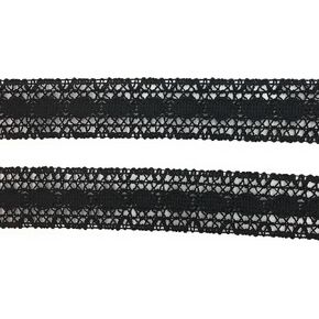 1-3/8" Wide Black Cotton Lace Trim Floral Pattern - 5 Yds -Black Crochet lace- Black Braid in Saudi Arabia