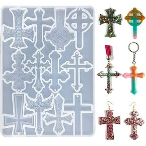 Cross Resin Molds, 12 Cross Shape with Hole Silicone Mold for Epoxy Resin Casting, Key Chain, Pendant, Necklace, Earring, Charms, Jewelry Making, DIY Craft, Home Decor in Saudi Arabia