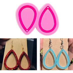 Tear Drop Hoop Shape Hollow Out Earrings Epoxy Resin Mold Silicone Earrings Mold Handmade Women Fashion Jewelry Resin Silicone Molds for Resin Jewellery Making Pendant Craft, Size S in Kuwait