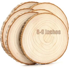 شرائح خشبية كبيرة غير مكتملة للقطع المركزية 6 قطع 8-9 بوصة جولات خشبية للطاولات ديكور دوائر خشبية ريفية للحرف اليدوية وديكور الزفاف أقراص خشبية مستديرة وشرائح خشبية للحلي in Kuwait
