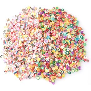 Sowaka 2000 Pcs 3D Polymer Slices Polymer Fruits Cake Colorful Resin Slime Kit Charm for Art Nail Supplies Crafting Project Decoration DIY Cellphone Accessories (Fruits)