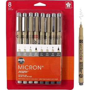 SAKURA Pigma Micron Fineliner Pens - Archival Black and Gray Ink Pens - Pens for Writing, Drawing, or Journaling - Assorted Point Sizes - 1 count Pack of 10 in Saudi Arabia