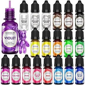 Wayin Metallic Alcohol Ink Set - 6 Color Metallic Alcohol Pigment Resin Dye, Concentrated Extreme Shimmer Alcohol-Based Inks for Epoxy Resin Yupo Tumbler Cups Acrylic Pouring Paint (15ml/.5 fl oz) in Kuwait