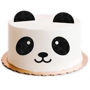 Panda Bear happy Birthday Cake Topper Animal Zoo Themed Kids Boy Girl family Party Decorations Supplies Black Sparkle Decor LIANGSS