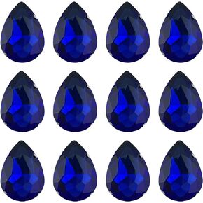 AEAOA 24pcs Sew On Rhinestone Teardrop Glass Crystal Rhinestone Sewing Claw Gemstones Sew On Diamond with Silver Prong Hole Flatback Claw for DIY Crafts, Jewelry,Clothes,shoes (6x10 mm, Champagne)