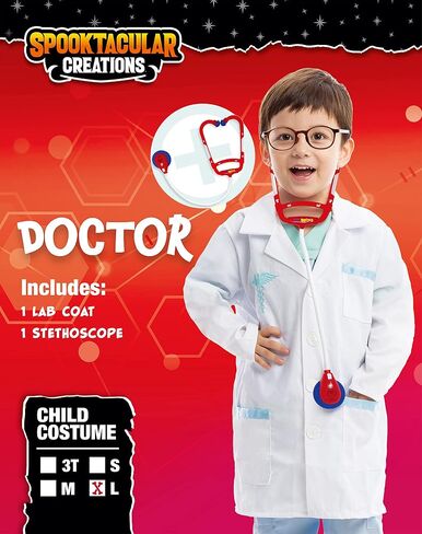 Spooktacular Creations Jr. Doctor Lab Coat Deluxe Kids Toddler Costume Set for Halloween Scrub Dress Up Party in Saudi Arabia