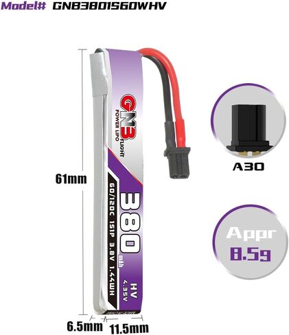 GAONENG 6 قطعة GNB يبو البطارية 1S 380mAh 3.8V 60C 120C A30 موصل ل E-flite بليد BNF إندوتريكس صغيرة نعيق نحى سباق طائرة بدون طيار FPV Quadcoper in Kuwait