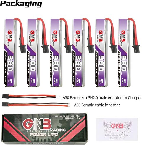 GAONENG 6 قطعة GNB يبو البطارية 1S 380mAh 3.8V 60C 120C A30 موصل ل E-flite بليد BNF إندوتريكس صغيرة نعيق نحى سباق طائرة بدون طيار FPV Quadcoper in Kuwait