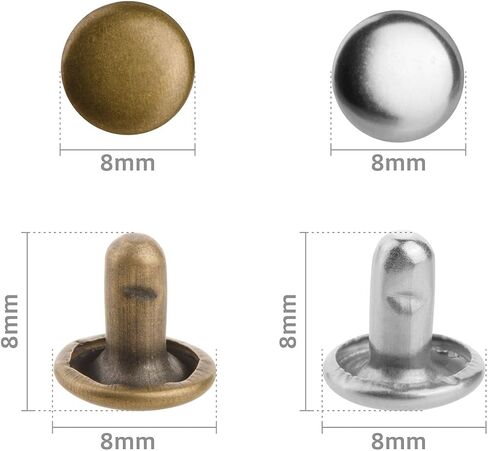 YMAISS 120 مجموعة من المسامير الجلدية ذات الغطاء المزدوج مع مجموعة أدوات التثبيت لتزيين إصلاح الحرف الجلدية، لونين مقاسين، أنبوبي in Kuwait
