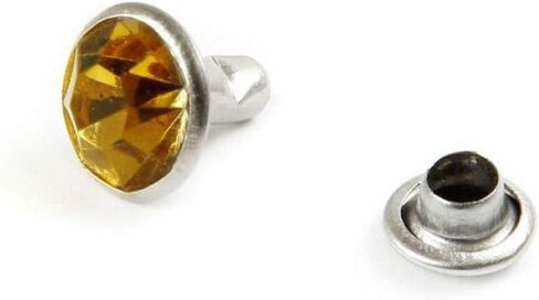 20 Pack 8mm Crystal Glass Rhinestone Rapid Rivets Leathercraft Studs (AB Crystal/Gold Post) in Kuwait