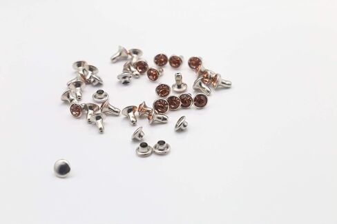 20 Pack 8mm Crystal Glass Rhinestone Rapid Rivets Leathercraft Studs (AB Crystal/Gold Post) in Kuwait