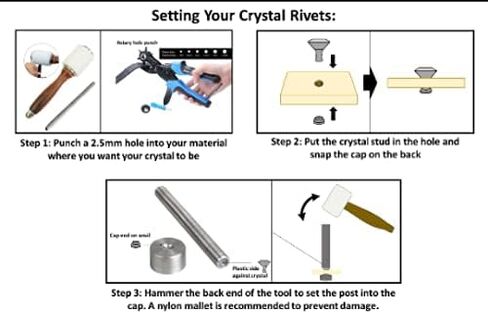 20 Pack 8mm Crystal Glass Rhinestone Rapid Rivets Leathercraft Studs (AB Crystal/Gold Post) in Kuwait