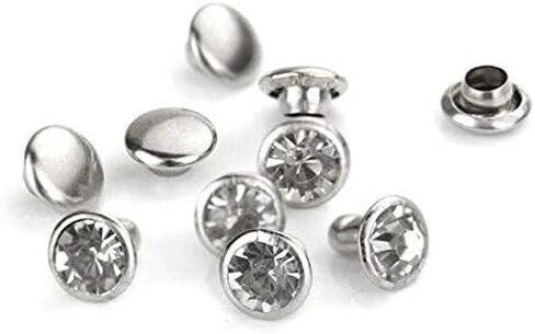 20 Pack 8mm Crystal Glass Rhinestone Rapid Rivets Leathercraft Studs (AB Crystal/Gold Post) in Kuwait