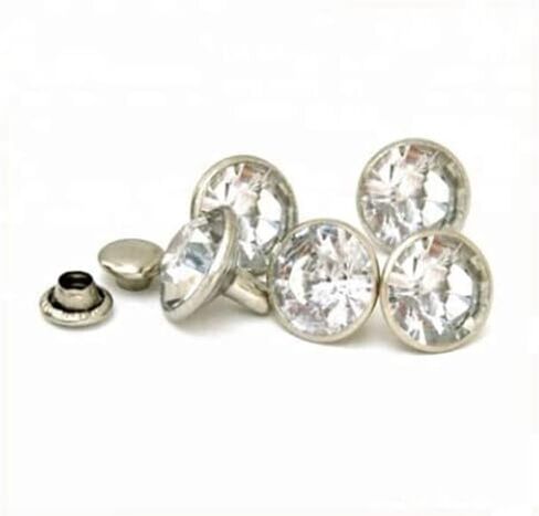 20 Pack 8mm Crystal Glass Rhinestone Rapid Rivets Leathercraft Studs (AB Crystal/Gold Post) in Kuwait