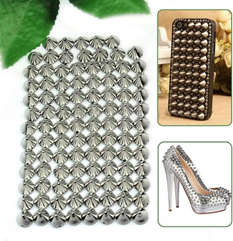 Lind Kitchen 100pcs Bullet Rivets Cone Spike Studs Punk Shoes Bags Spikes DIY Rivet Hand Garment Accessories Silver 10mm in Saudi Arabia