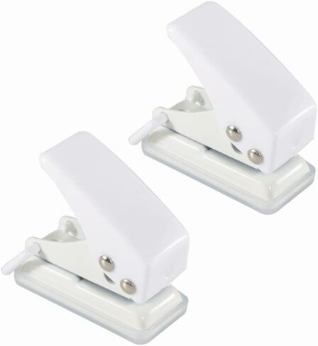 2Pcs Single Hole Punches Mini Single Hole Paper Punchers 10 Sheets Punch Capacity Hole Punchers Cute Handheld Hole Punchers for Paper Scrapbooks(White) in Saudi Arabia