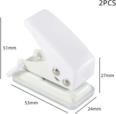 2Pcs Single Hole Punches Mini Single Hole Paper Punchers 10 Sheets Punch Capacity Hole Punchers Cute Handheld Hole Punchers for Paper Scrapbooks(White) in Saudi Arabia