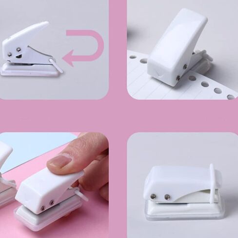 2Pcs Single Hole Punches Mini Single Hole Paper Punchers 10 Sheets Punch Capacity Hole Punchers Cute Handheld Hole Punchers for Paper Scrapbooks(White) in Saudi Arabia