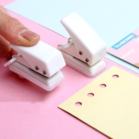 2Pcs Single Hole Punches Mini Single Hole Paper Punchers 10 Sheets Punch Capacity Hole Punchers Cute Handheld Hole Punchers for Paper Scrapbooks(White) in Saudi Arabia