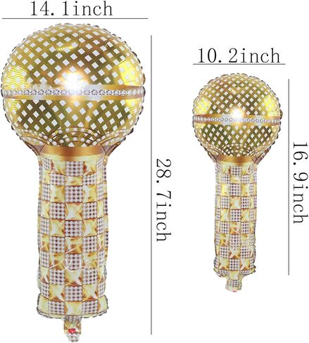 بالونات ميكروفون ذهبية من الفويل لحفلات الثمانينيات والتسعينيات بطابع الهيب هوب، لوازم تزيين الحفلات in Kuwait