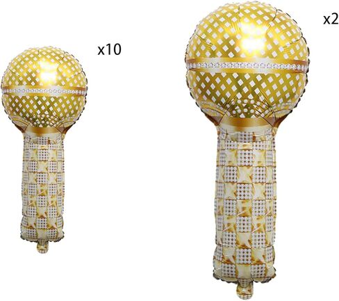 بالونات ميكروفون ذهبية من الفويل لحفلات الثمانينيات والتسعينيات بطابع الهيب هوب، لوازم تزيين الحفلات in Kuwait