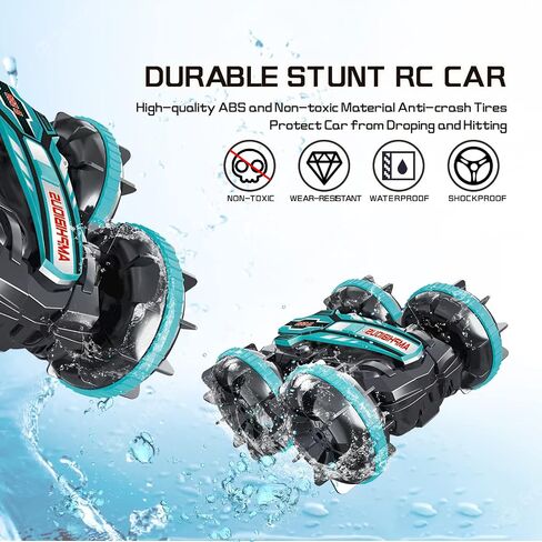 ألعاب سيارة برمائية للتحكم عن بعد من كوكوتا للأولاد 2.4 جيجا هرتز RC Stunt Cars Boats IPX7 مقاومة للماء للأطفال 5 6 7 8 9 10 11 12 عامًا هدية عيد الميلاد لجميع التضاريس لعبة حمام السباحة على الشاطئ، أحمر in Saudi Arabia