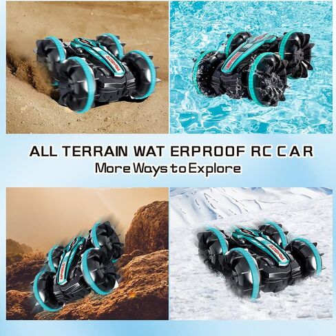 ألعاب سيارة برمائية للتحكم عن بعد من كوكوتا للأولاد 2.4 جيجا هرتز RC Stunt Cars Boats IPX7 مقاومة للماء للأطفال 5 6 7 8 9 10 11 12 عامًا هدية عيد الميلاد لجميع التضاريس لعبة حمام السباحة على الشاطئ، أحمر in Saudi Arabia