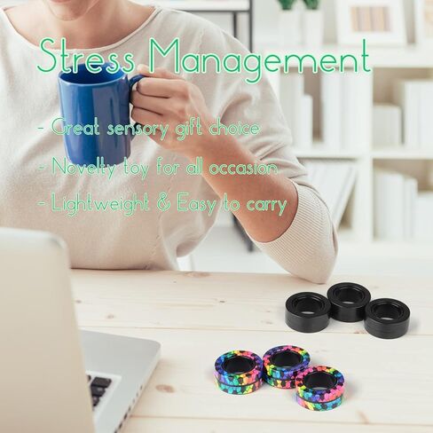 مجموعة حلقات فيدجيت مكونة من 3 قطع | حشوات سلة عيد الفصح | لعبة أصابع حسية ممتعة للأطفال والمراهقين والأولاد والبنات والبالغين | الإجهاد التوحد ADHD الإغاثة المخفض | هدية رائعة لتخفيف الضغط - أسود مطفي in Kuwait