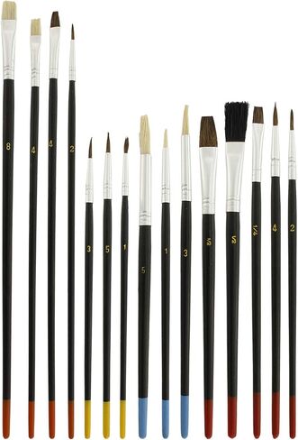 U.S. Art Supply 15 Piece Multi-Purpose Artist Paint Brush Set - Pony Round and Flat Bristles for Painting Portraits, Canvas, Paper, Wood - Watercolor, Acrylic, Oil - Kids, Adults, Students, Beginners in Saudi Arabia