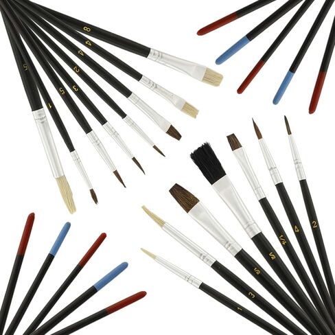U.S. Art Supply 15 Piece Multi-Purpose Artist Paint Brush Set - Pony Round and Flat Bristles for Painting Portraits, Canvas, Paper, Wood - Watercolor, Acrylic, Oil - Kids, Adults, Students, Beginners in Saudi Arabia