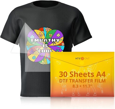 فيلم نقل HTVRONT DTF للتسامي - 30 ورقة من ورق A4 (8.3×11.7 بوصة) DTF للطابعات النافثة للحبر، ورق نقل مباشر للفيلم للقمصان القطنية، سهل الاستخدام، ألوان زاهية، سهل التحديد in Saudi Arabia