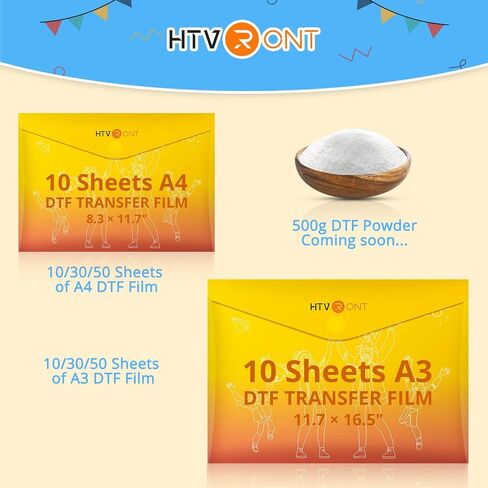 فيلم نقل HTVRONT DTF للتسامي - 30 ورقة من ورق A4 (8.3×11.7 بوصة) DTF للطابعات النافثة للحبر، ورق نقل مباشر للفيلم للقمصان القطنية، سهل الاستخدام، ألوان زاهية، سهل التحديد in Saudi Arabia