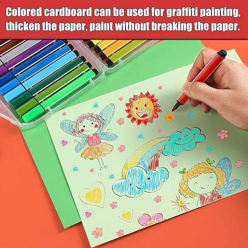 160 ورقة من البطاقات الملونة، 250 جرامًا للمتر المربع A4 - 16 لونًا متنوعًا، ورق ملون مطبوع على الوجهين للحرف اليدوية وسجلات القصاصات وصناعة البطاقات واللوازم المدرسية in Kuwait