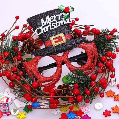 Aneco 12 Styles Christmas Glasses Frame Glitter Christmas Party Glasses Christmas Costume Creative Eyewear for Christmas Party Supplies in Saudi Arabia