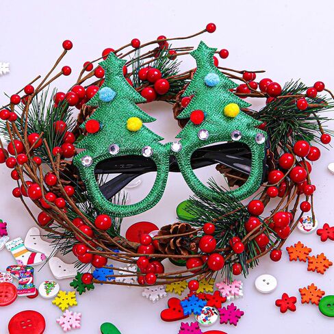 Aneco 12 Styles Christmas Glasses Frame Glitter Christmas Party Glasses Christmas Costume Creative Eyewear for Christmas Party Supplies in Saudi Arabia
