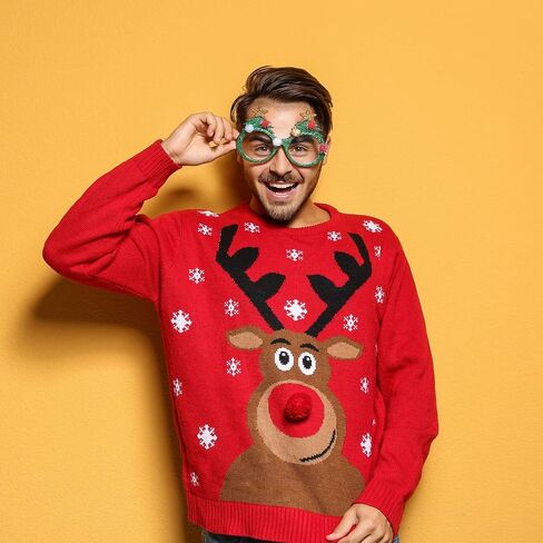Aneco 12 Styles Christmas Glasses Frame Glitter Christmas Party Glasses Christmas Costume Creative Eyewear for Christmas Party Supplies in Saudi Arabia