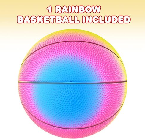ArtCreativity Rainbow Basketball for Kids, Bouncy 9" Rubber Kick Ball for Backyard, Park, and Beach Outdoor Fun, Beautiful Rainbow Colors, Durable Outside Play Toys for Boys and Girls - Sold Deflated in Saudi Arabia