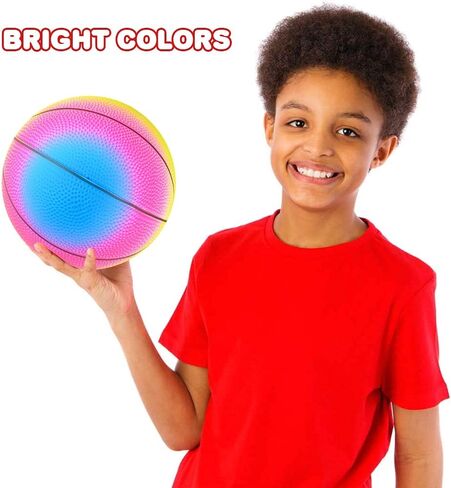 ArtCreativity Rainbow Basketball for Kids, Bouncy 9" Rubber Kick Ball for Backyard, Park, and Beach Outdoor Fun, Beautiful Rainbow Colors, Durable Outside Play Toys for Boys and Girls - Sold Deflated in Saudi Arabia